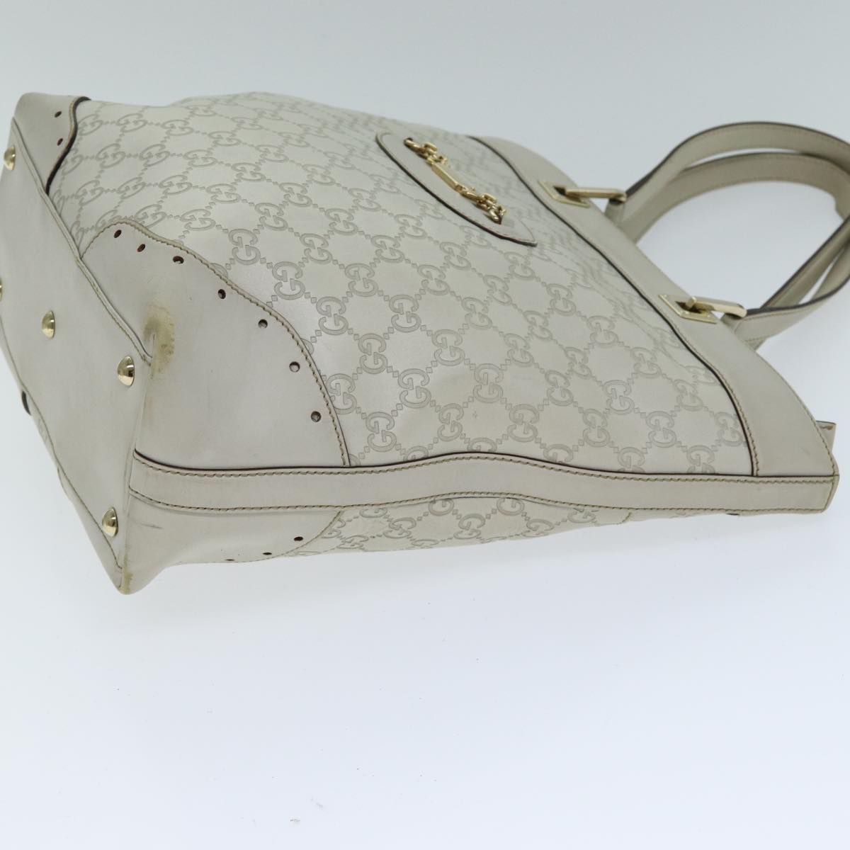 GUCCI GG Canvas Guccissima Tote Bag White 145984 Auth bs15884