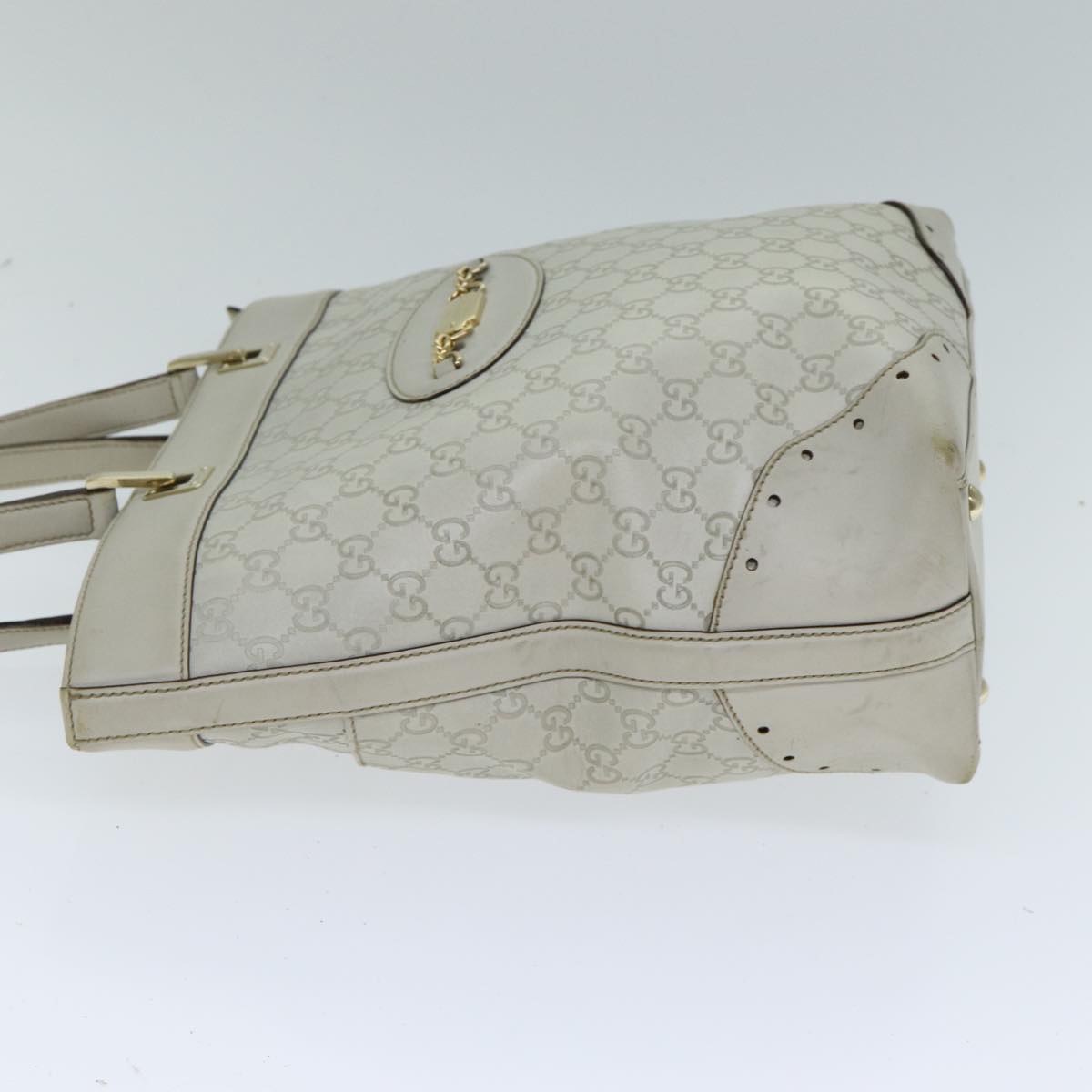 GUCCI GG Canvas Guccissima Tote Bag White 145984 Auth bs15884