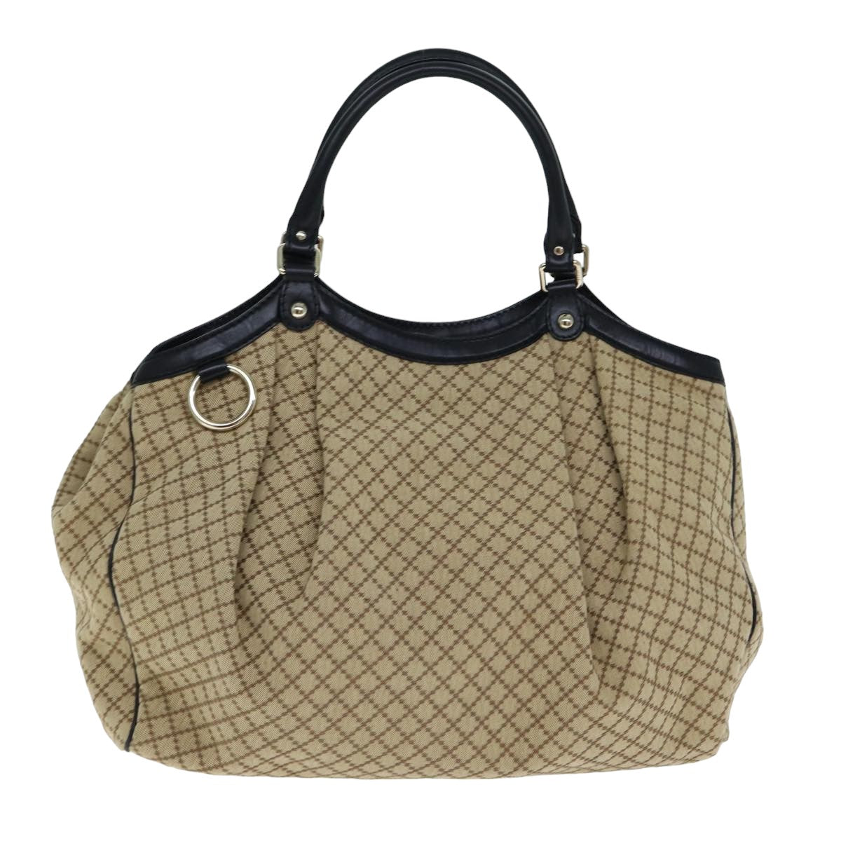 GUCCI Sukey Diamante Hand Bag Canvas Beige 211943 Auth bs15886