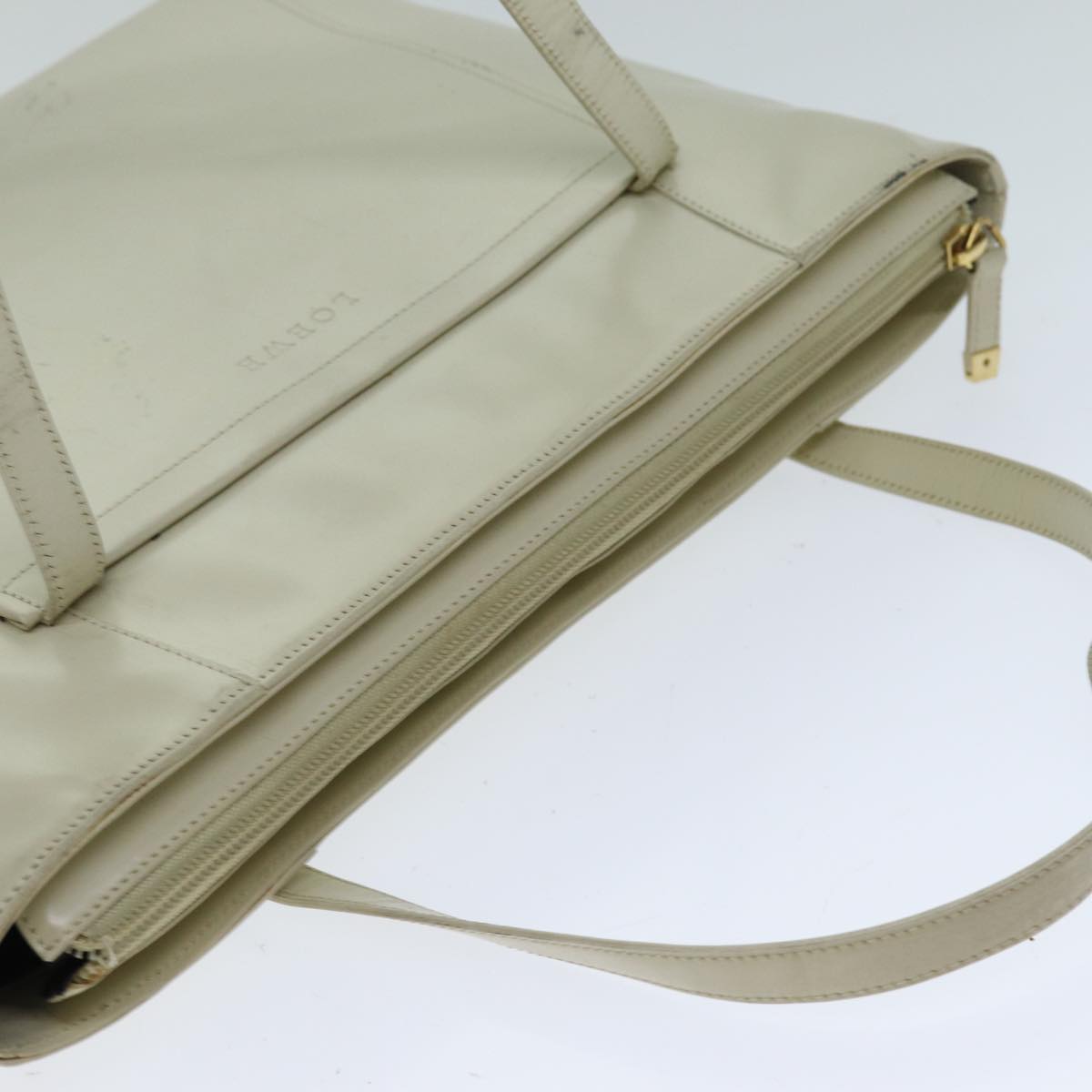 LOEWE Hand Bag Leather Beige Auth bs15888