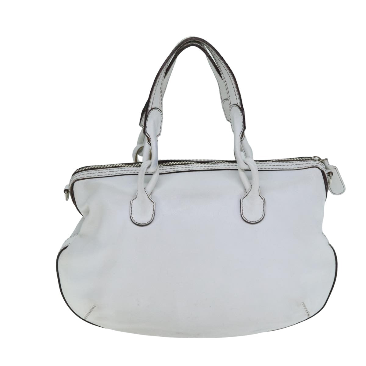 LOEWE Hand Bag Leather 2way White Auth bs15892 - 0