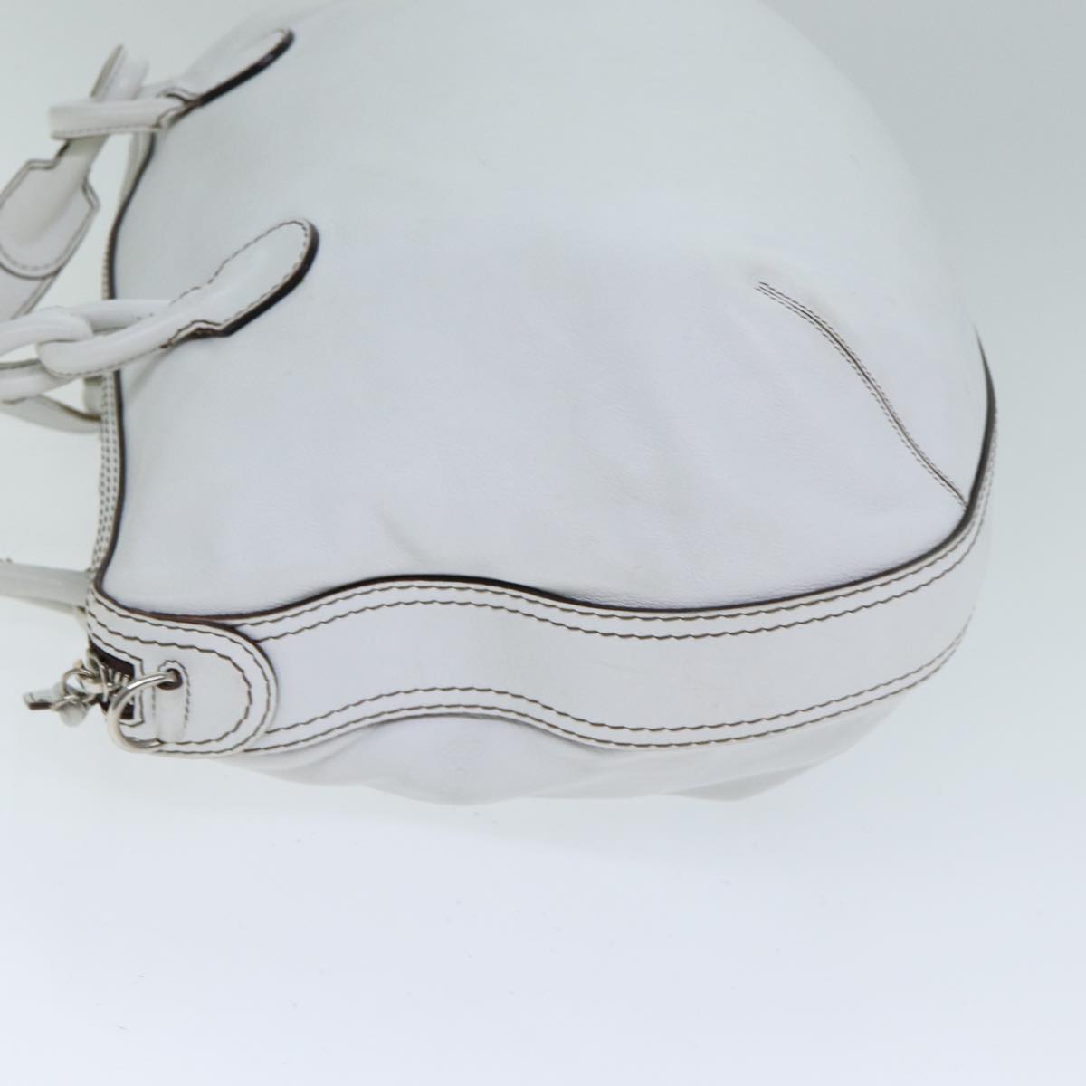 LOEWE Hand Bag Leather 2way White Auth bs15892