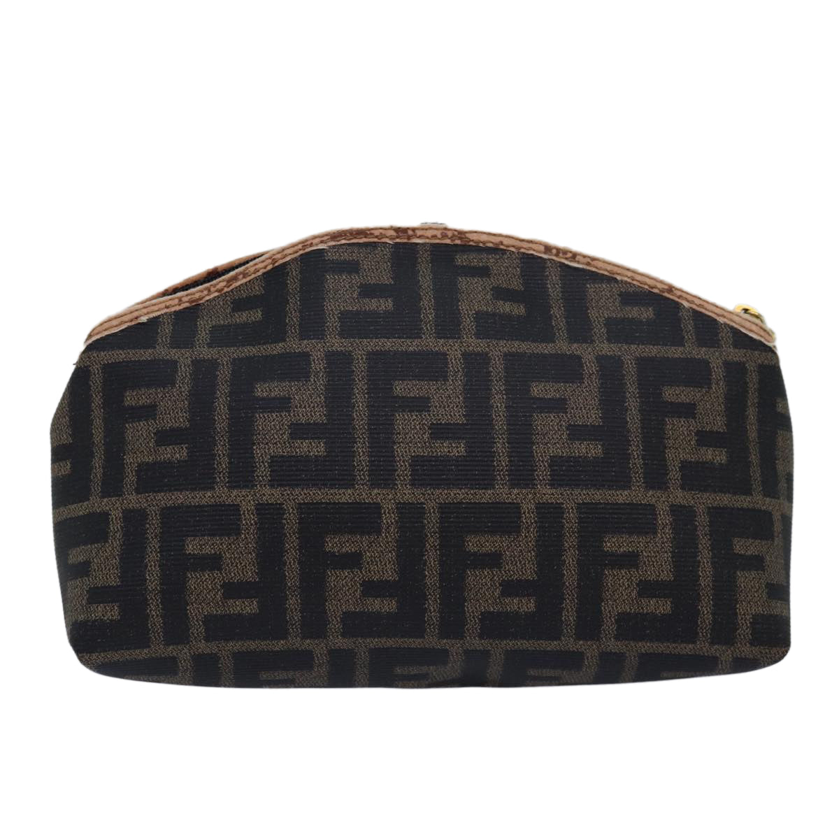 FENDI Zucca Canvas Pecan Canvas Pouch 2Set Brown Black Auth bs15954