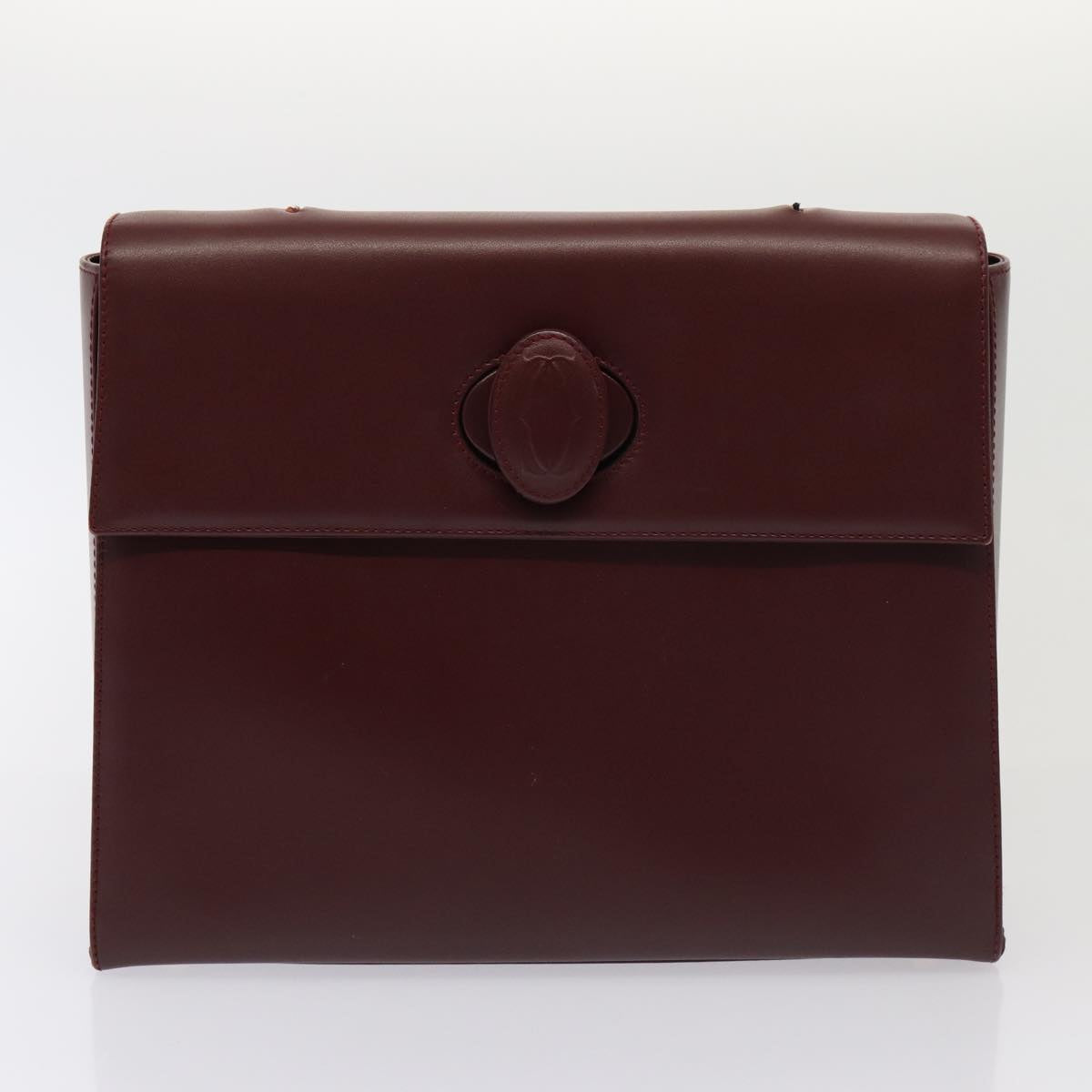 CARTIER Clutch Bag Leather 4Set Wine Red Auth bs15955 - 0