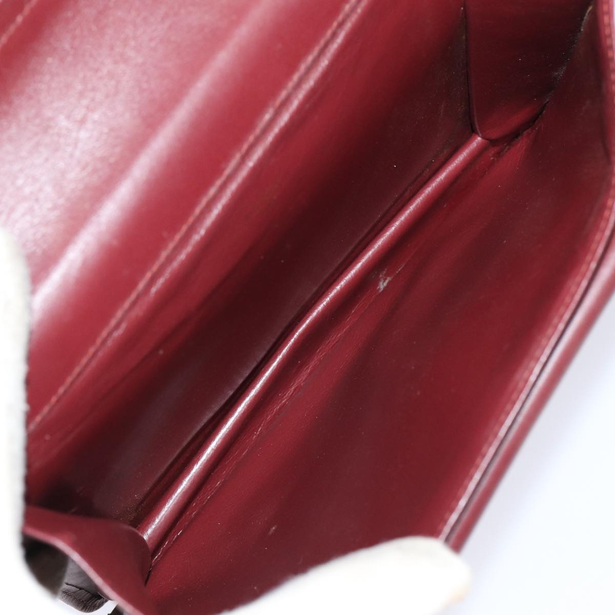 CARTIER Clutch Bag Leather 4Set Wine Red Auth bs15955