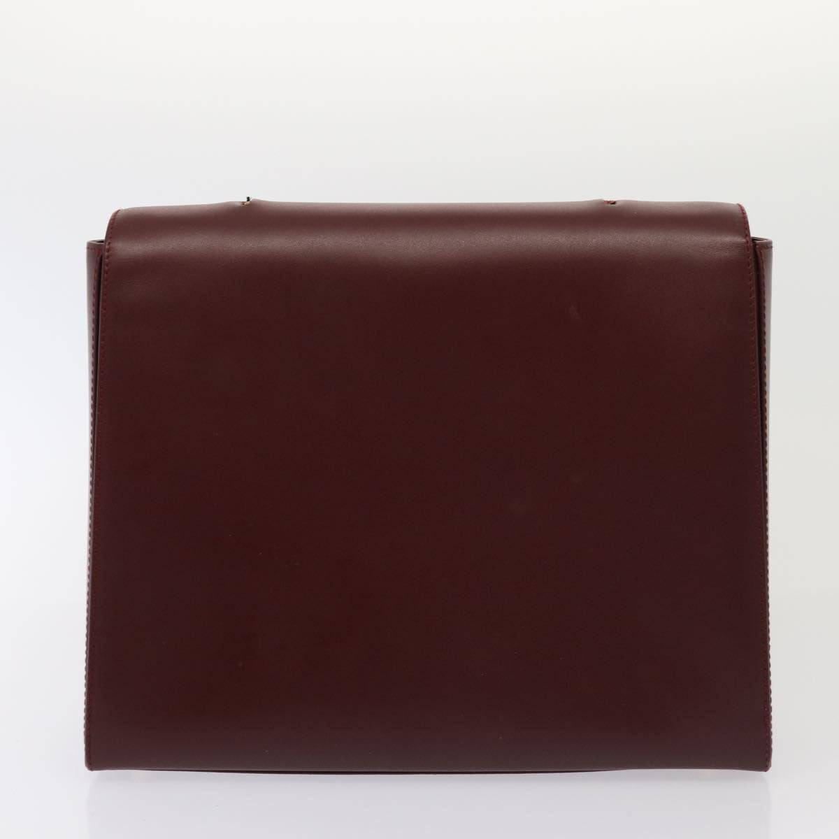 CARTIER Clutch Bag Leather 4Set Wine Red Auth bs15955