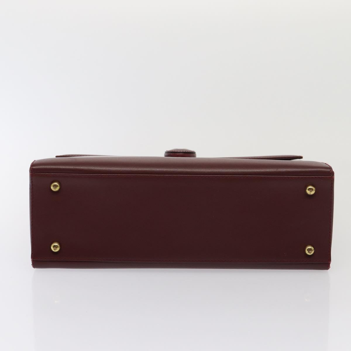 CARTIER Clutch Bag Leather 4Set Wine Red Auth bs15955