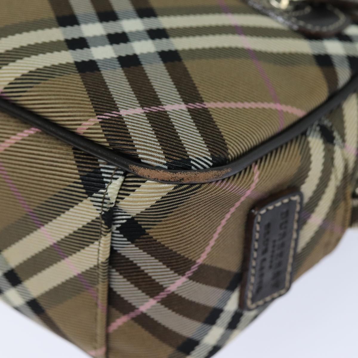 BURBERRY Nova Check Blue Label Shoulder Bag Nylon Brown Auth bs15960