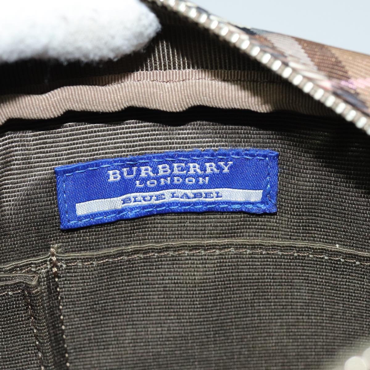 BURBERRY Nova Check Blue Label Shoulder Bag Nylon Brown Auth bs15960