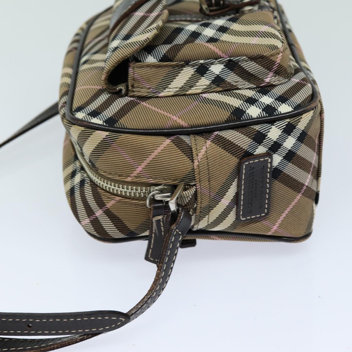 BURBERRY Nova Check Blue Label Shoulder Bag Nylon Brown Auth bs15960