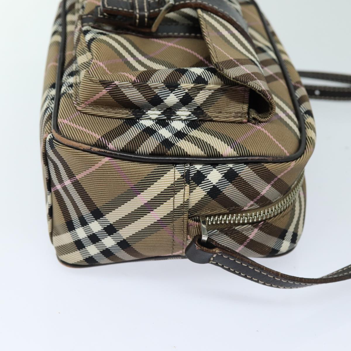 BURBERRY Nova Check Blue Label Shoulder Bag Nylon Brown Auth bs15960