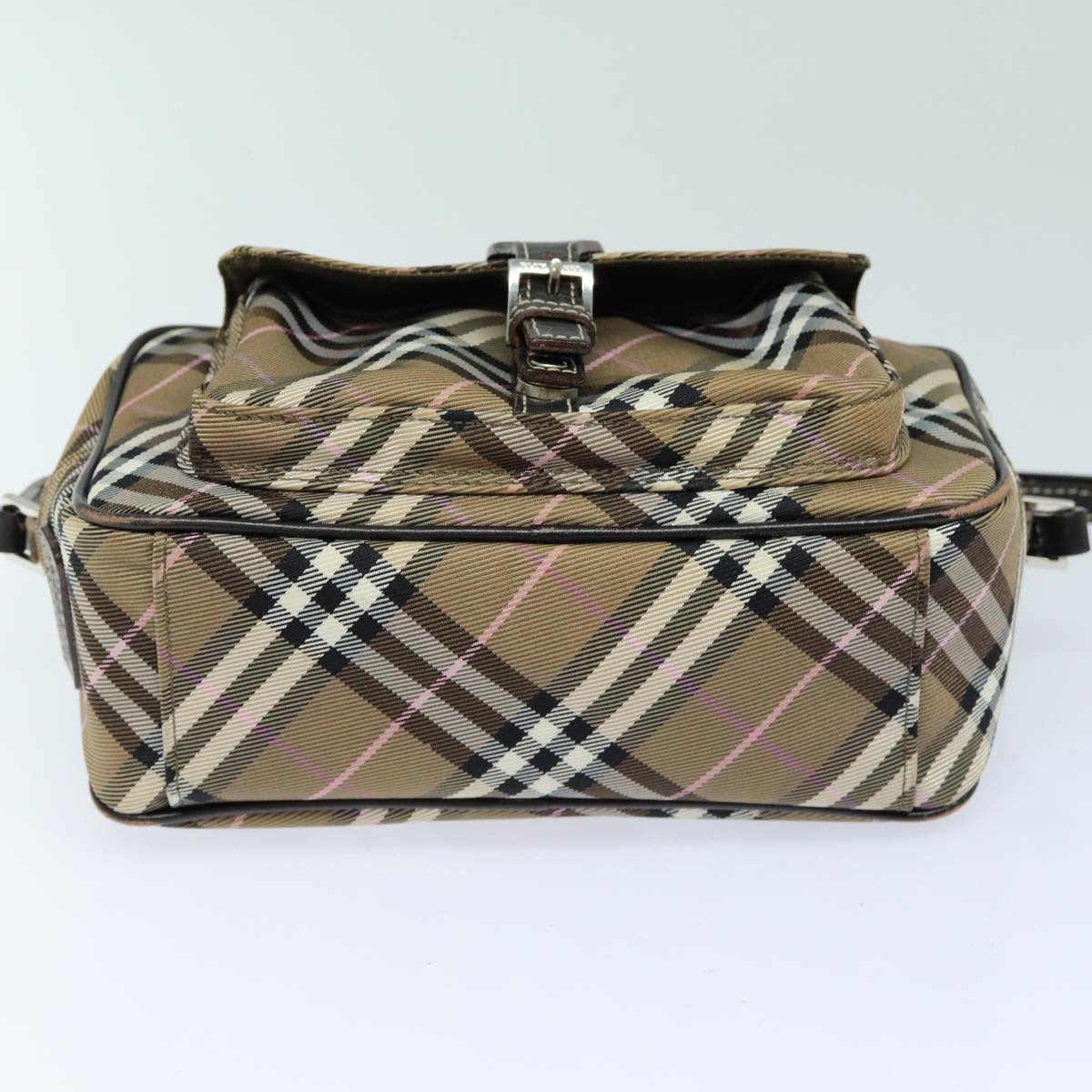 BURBERRY Nova Check Blue Label Shoulder Bag Nylon Brown Auth bs15960