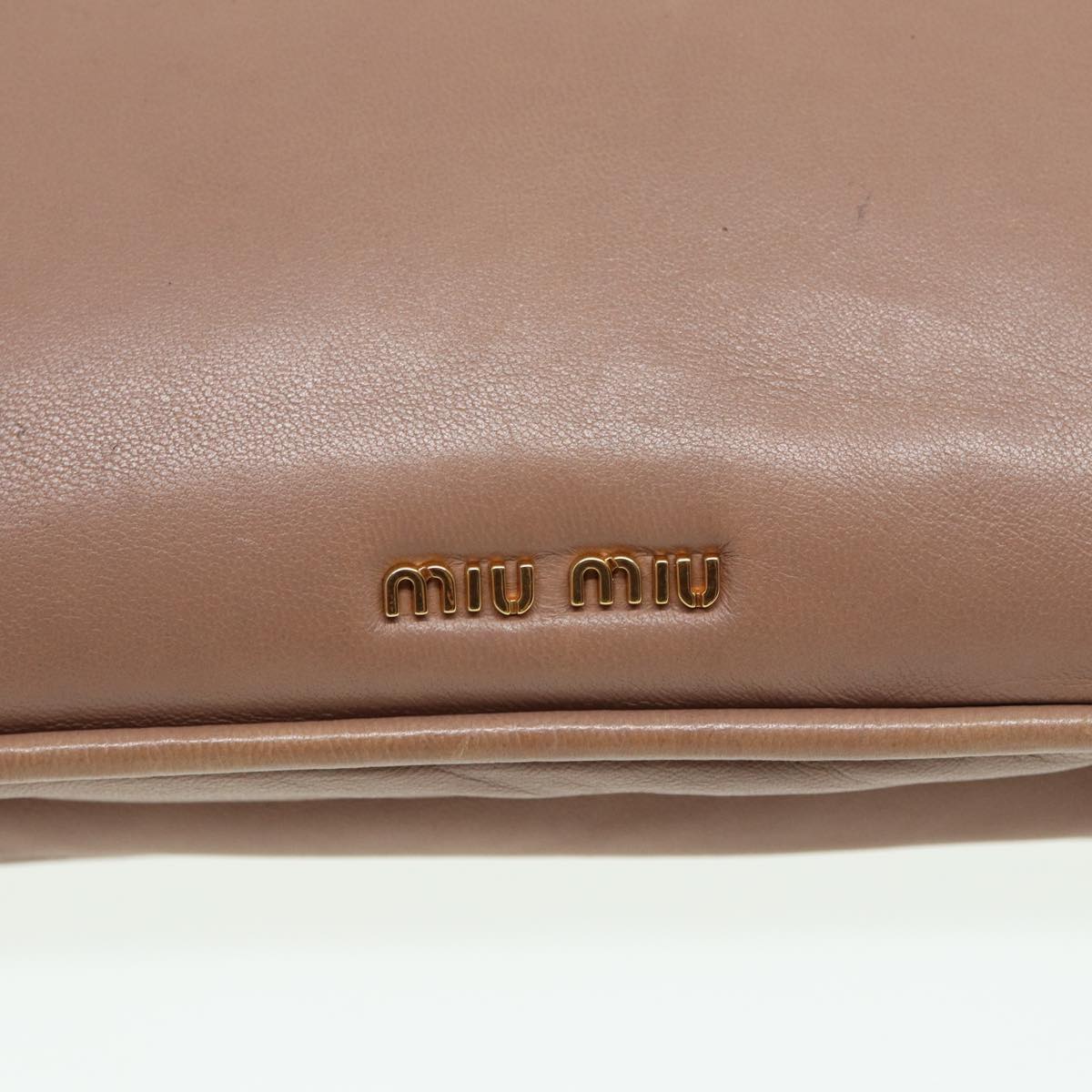 Miu Miu Clutch Bag Leather Beige Auth bs15964