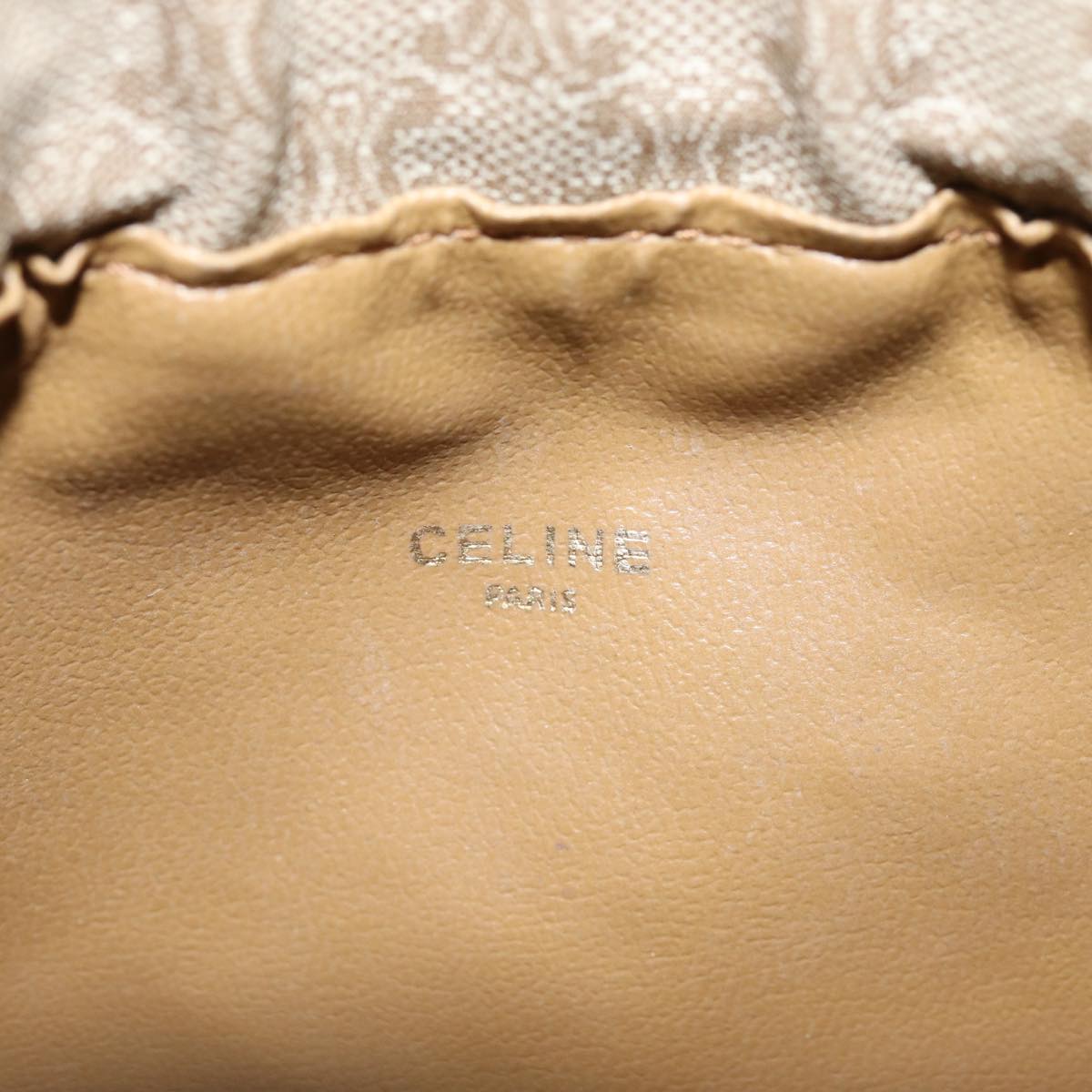 CELINE Macadam Canvas Pouch Beige Auth bs15969