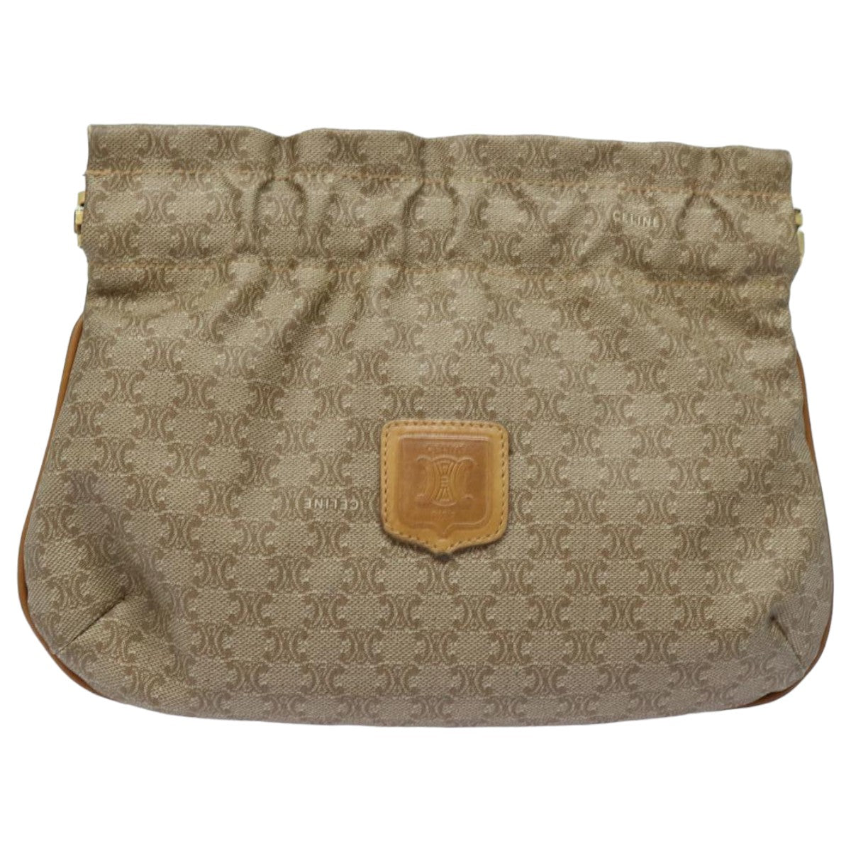 CELINE Macadam Canvas Pouch Beige Auth bs15969 - 0