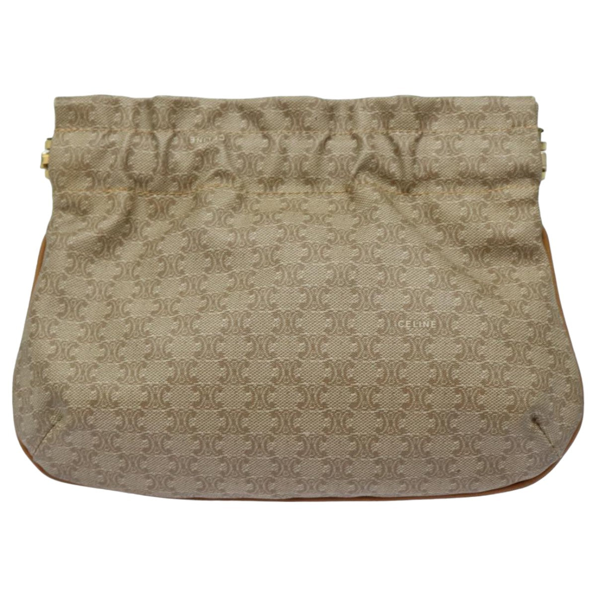 CELINE Macadam Canvas Pouch Beige Auth bs15969