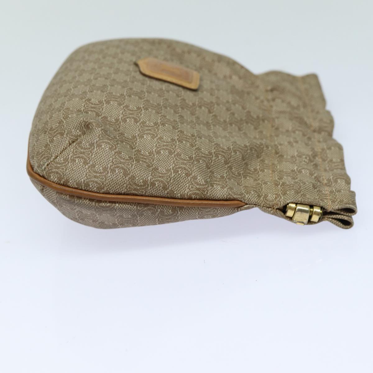 CELINE Macadam Canvas Pouch Beige Auth bs15969