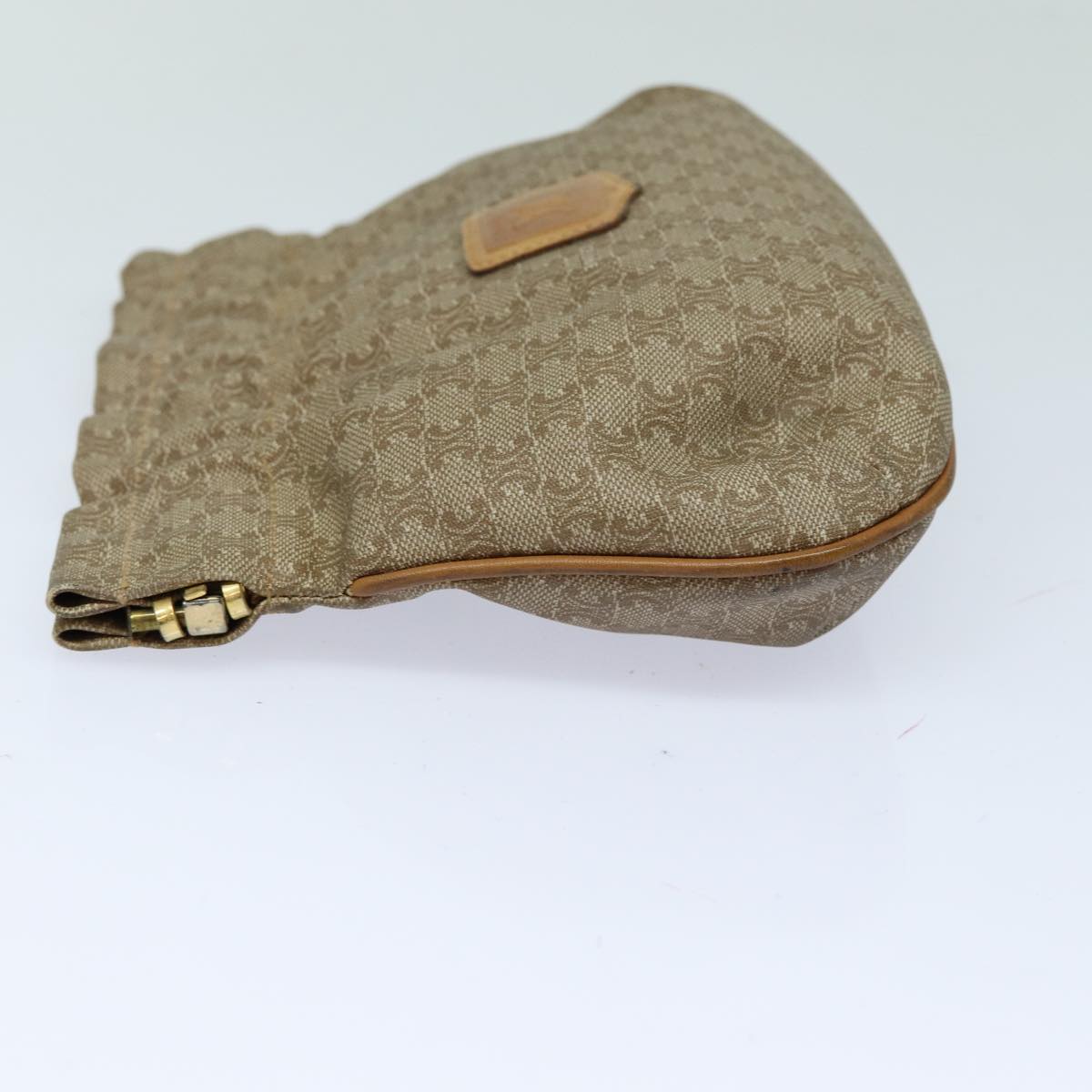 CELINE Macadam Canvas Pouch Beige Auth bs15969