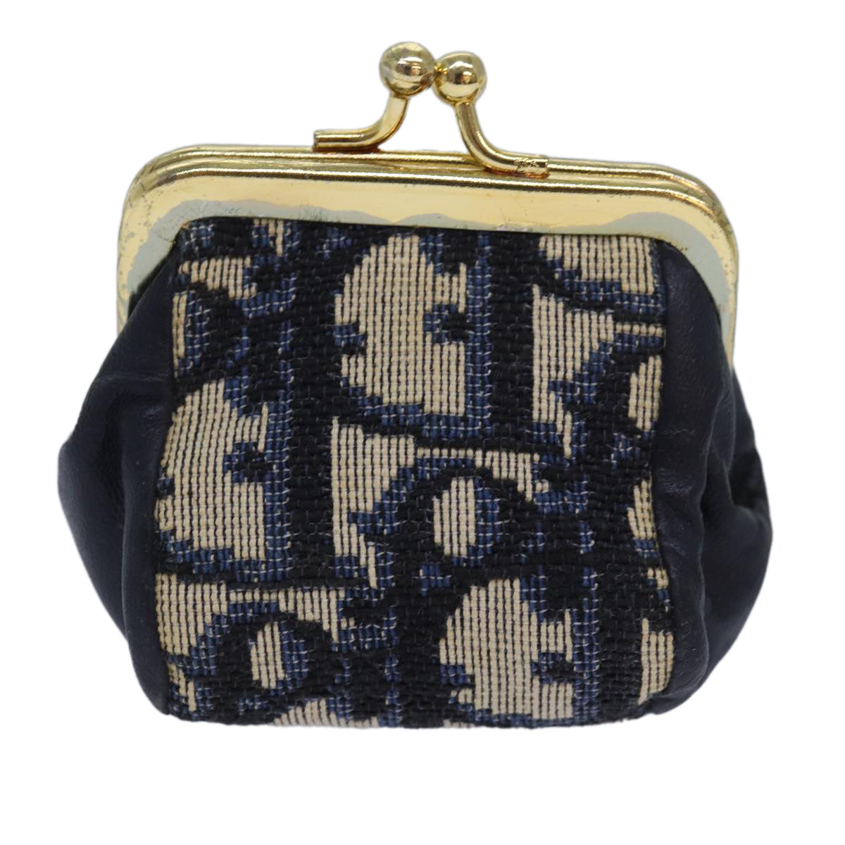 Christian Dior Trotter Canvas Gamaguchi Coin Purse Navy Auth bs15973 - 0