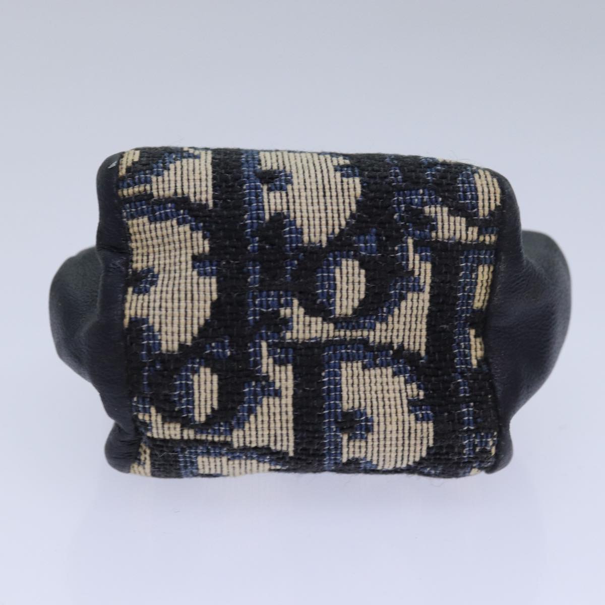 Christian Dior Trotter Canvas Gamaguchi Coin Purse Navy Auth bs15973