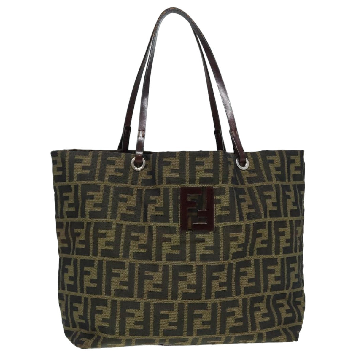 FENDI Zucca Canvas Tote Bag Brown Black Auth bs15988