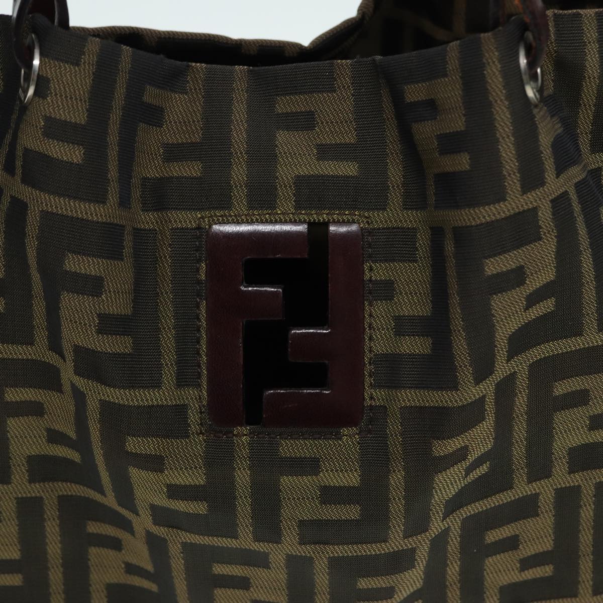 FENDI Zucca Canvas Tote Bag Brown Black Auth bs15988