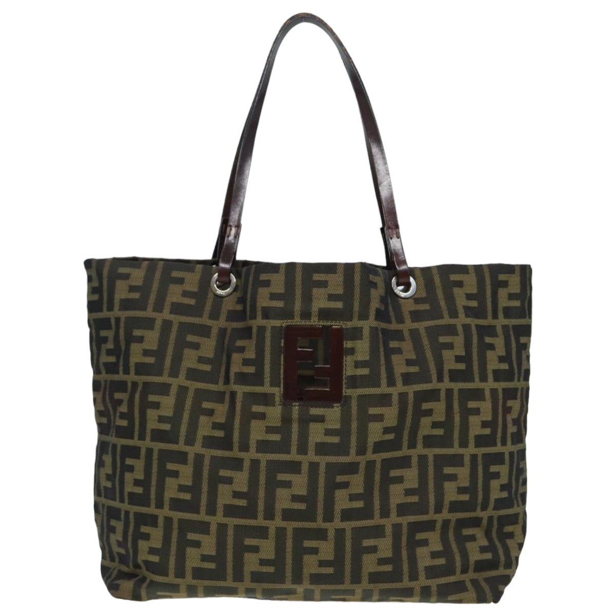 FENDI Zucca Canvas Tote Bag Brown Black Auth bs15988