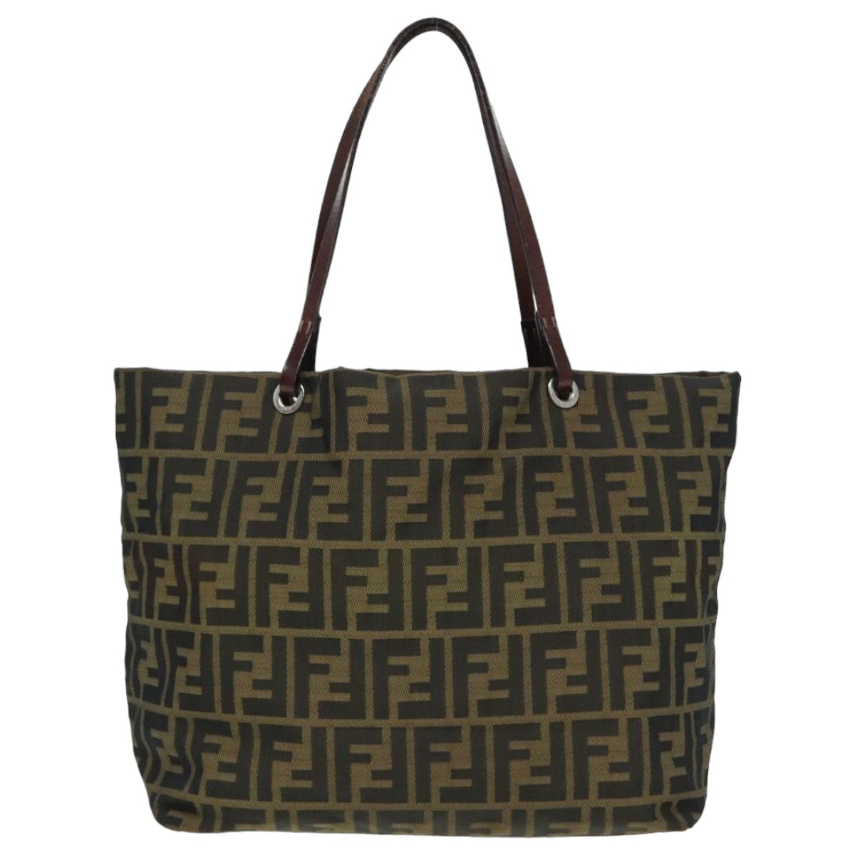 FENDI Zucca Canvas Tote Bag Brown Black Auth bs15988 - 0