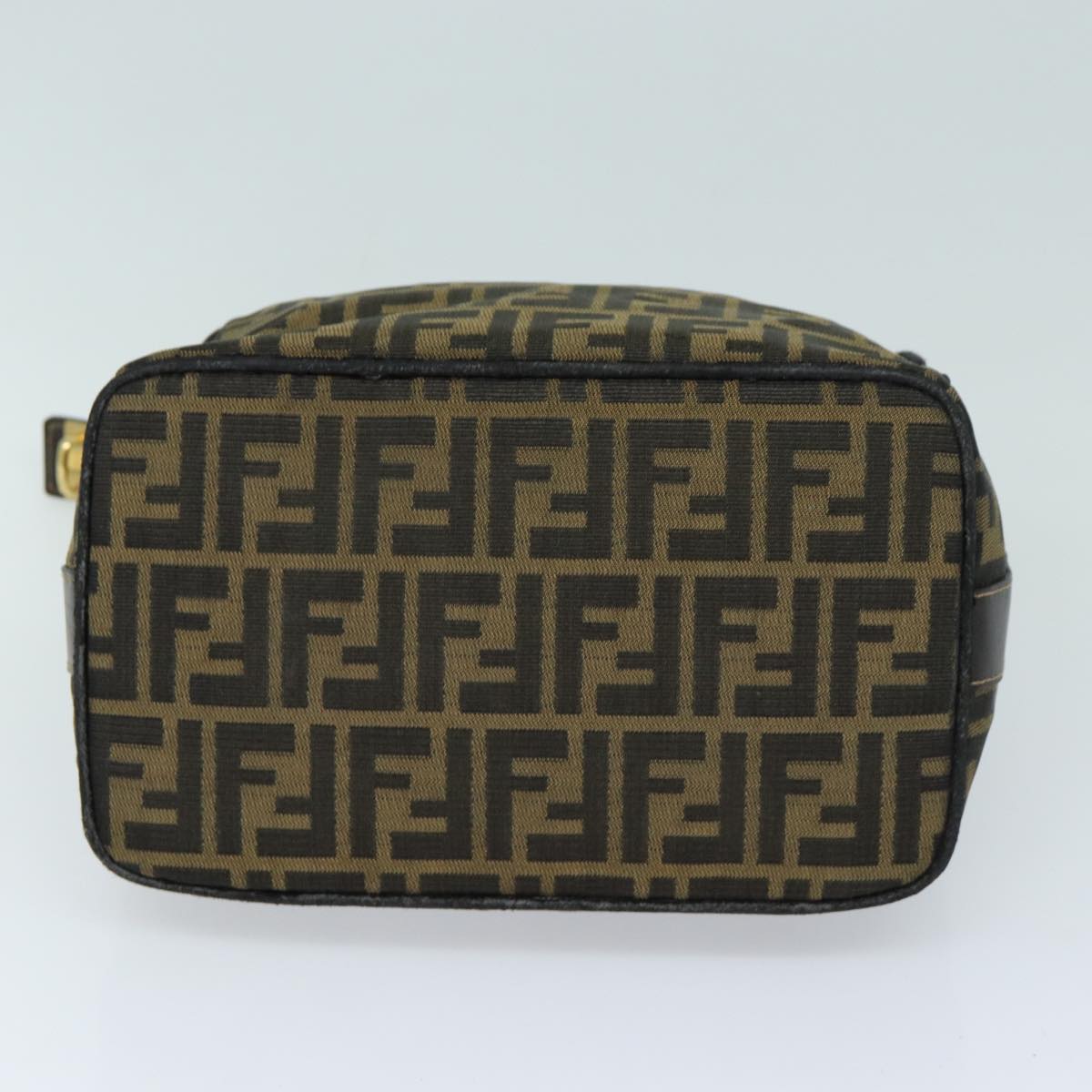 FENDI Zucca Canvas Hand Bag Brown Black Auth bs15990