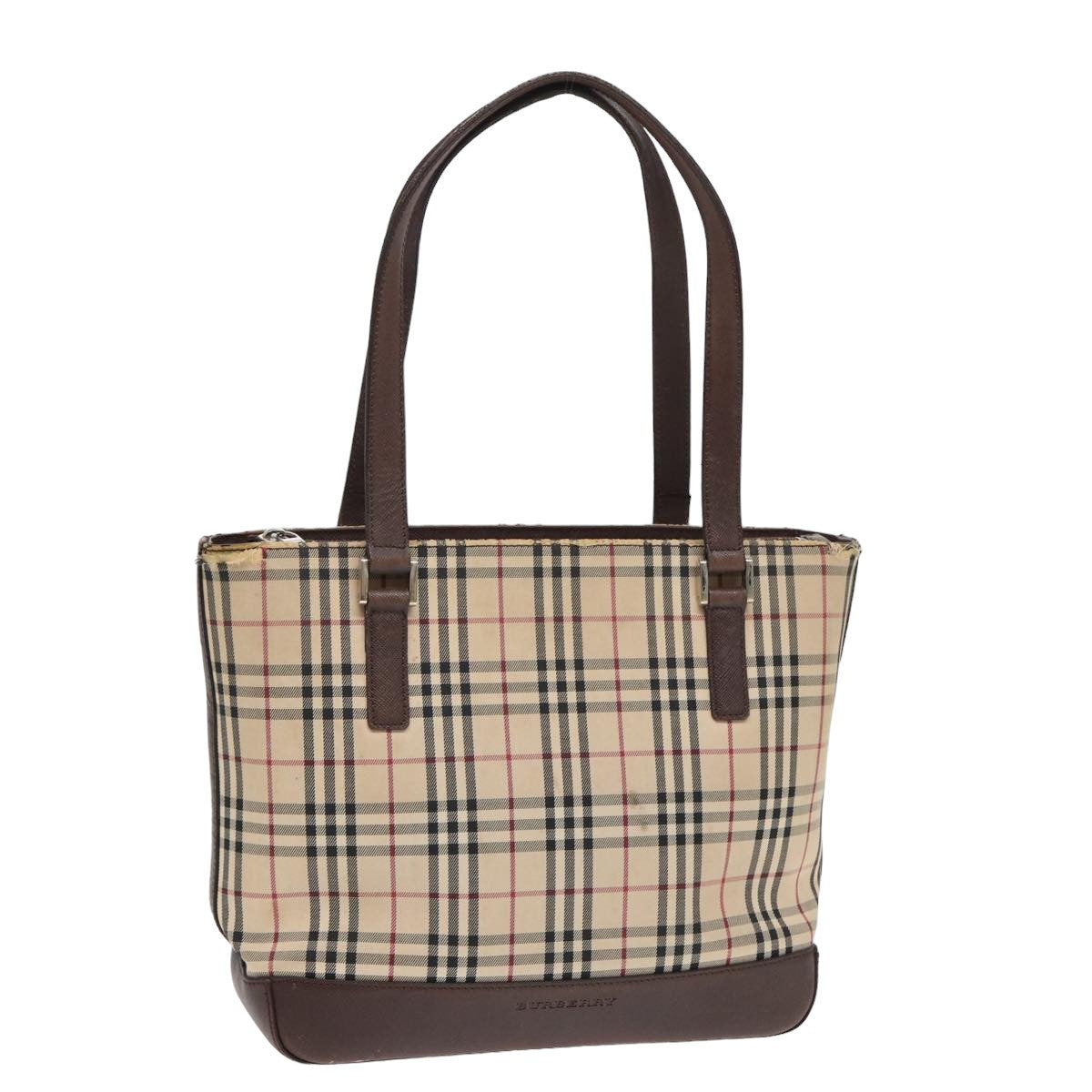 BURBERRY Nova Check Tote Bag Canvas Beige Brown Auth bs16017