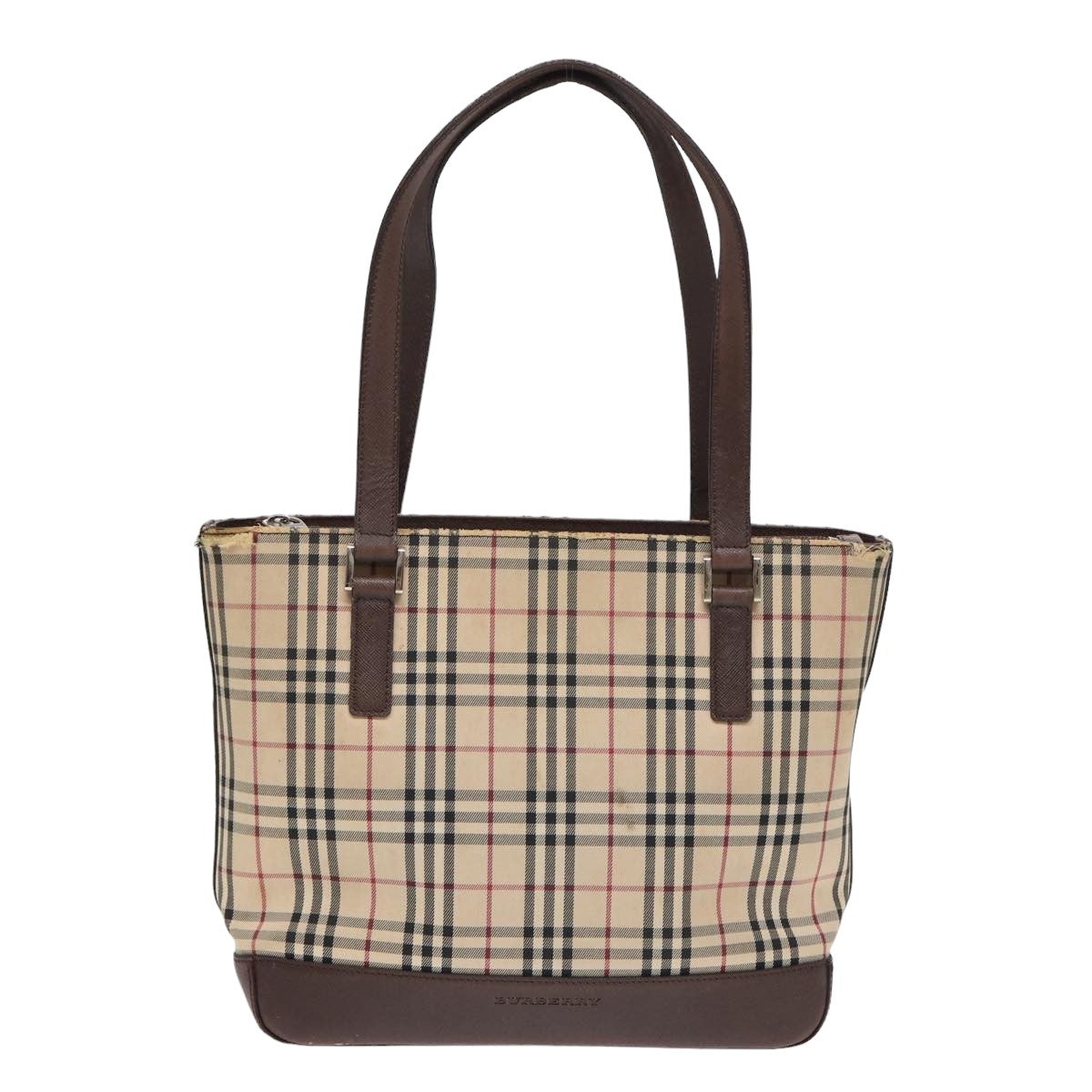 BURBERRY Nova Check Tote Bag Canvas Beige Brown Auth bs16017