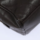 CHANEL Bicolore Pouch Leather Brown CC Auth bs16047-16