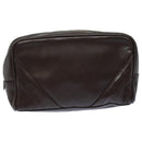 CHANEL Bicolore Pouch Leather Brown CC Auth bs16047-1