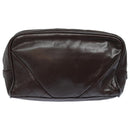 CHANEL Bicolore Pouch Leather Brown CC Auth bs16047-2