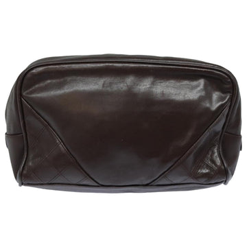 CHANEL Bicolore Pouch Leather Brown CC Auth bs16047 - 0