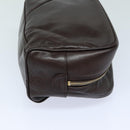 CHANEL Bicolore Pouch Leather Brown CC Auth bs16047-3