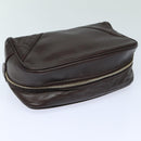 CHANEL Bicolore Pouch Leather Brown CC Auth bs16047-5