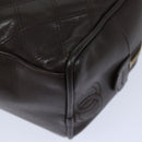 CHANEL Bicolore Pouch Leather Brown CC Auth bs16047-7