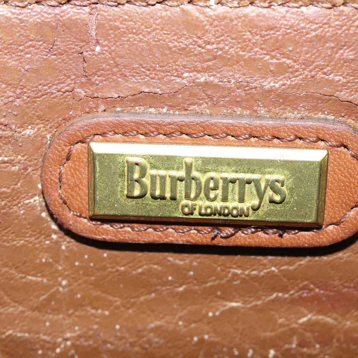 BURBERRY Documents Case Leather Brown Auth bs16059