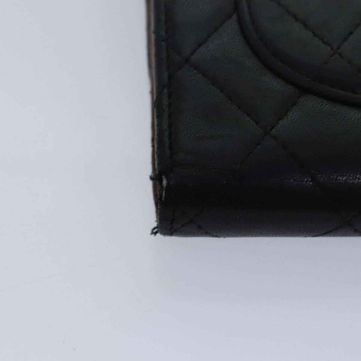 CHANEL Matelasse Long Wallet Lamb Skin Black CC Auth bs16070