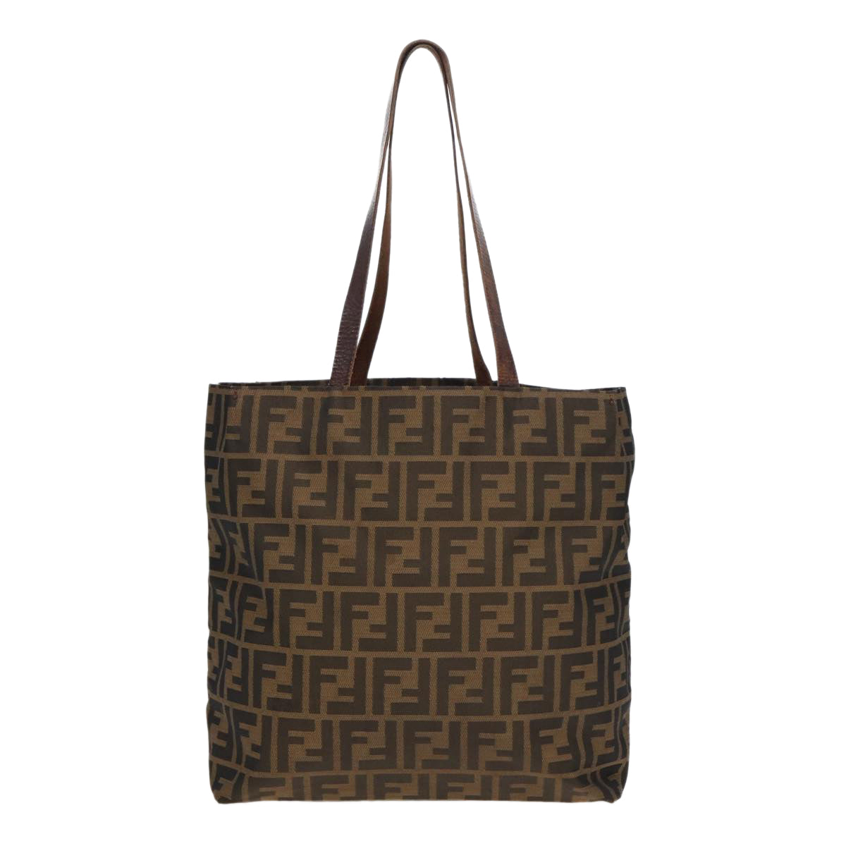 FENDI Zucca Canvas Tote Bag Brown Black Auth bs16071 - 0