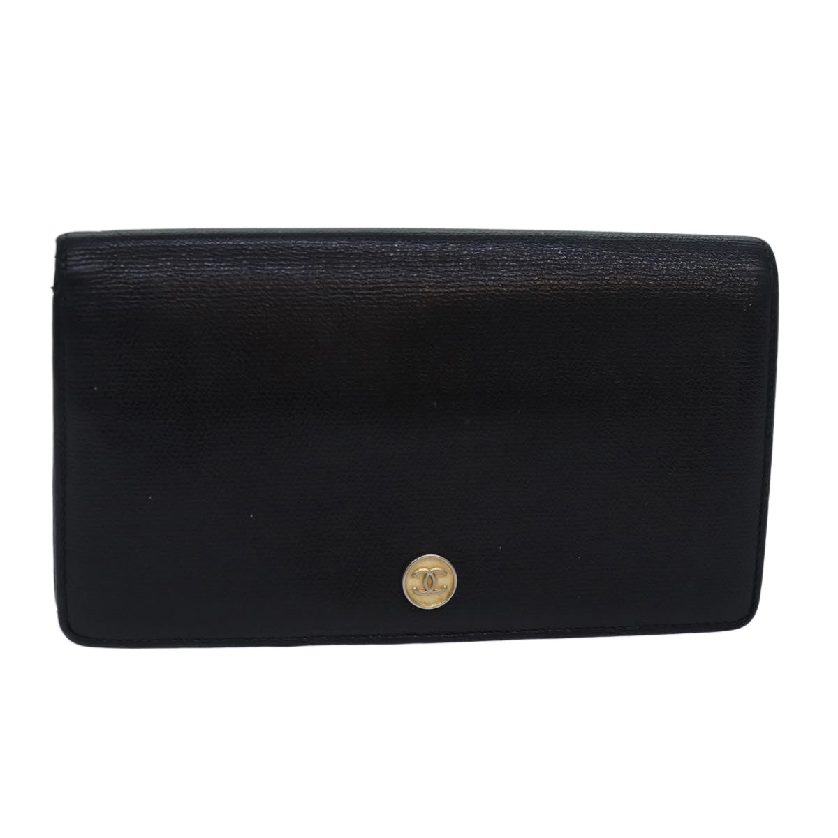 CHANEL Wallet Leather Black CC Auth bs16073