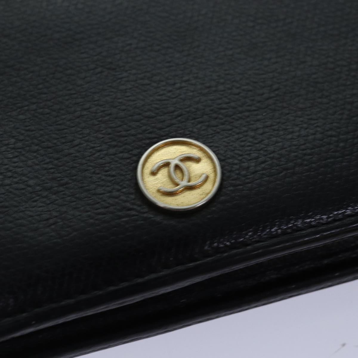 CHANEL Wallet Leather Black CC Auth bs16073