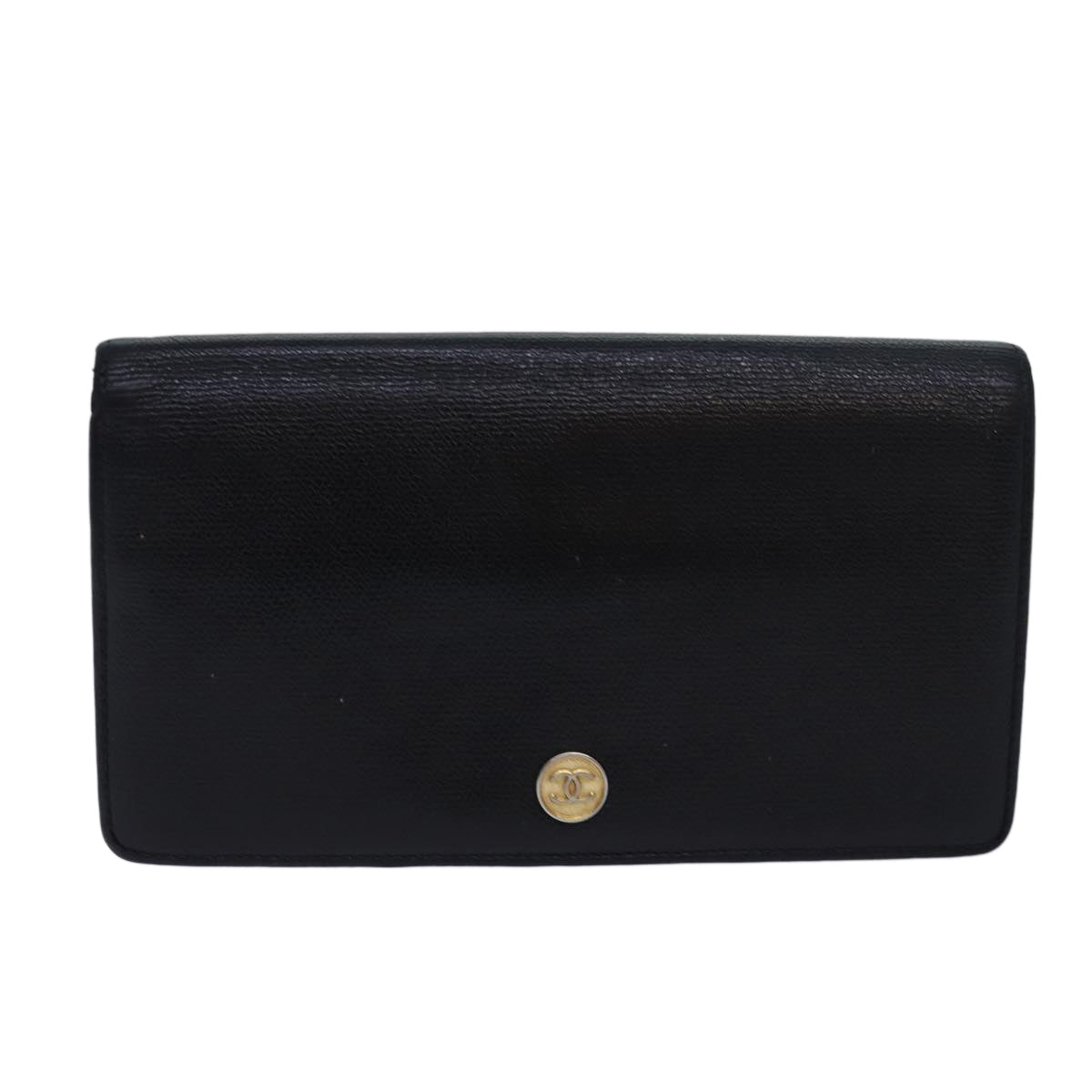 CHANEL Wallet Leather Black CC Auth bs16073