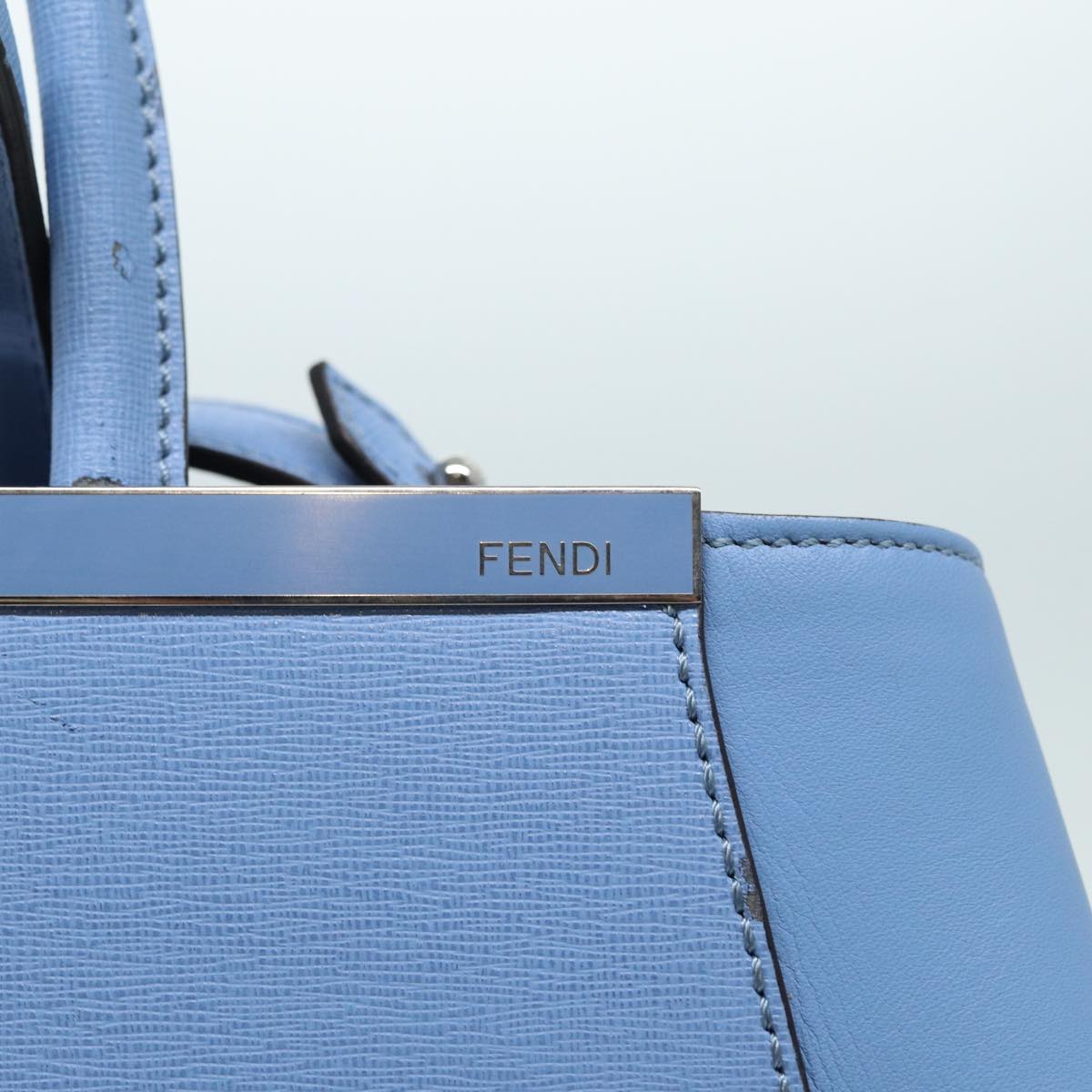 FENDI Hand Bag Leather 2way Blue Auth bs16088