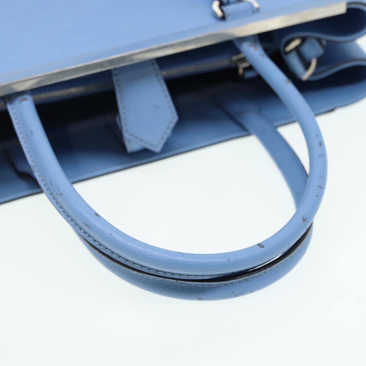 FENDI Hand Bag Leather 2way Blue Auth bs16088