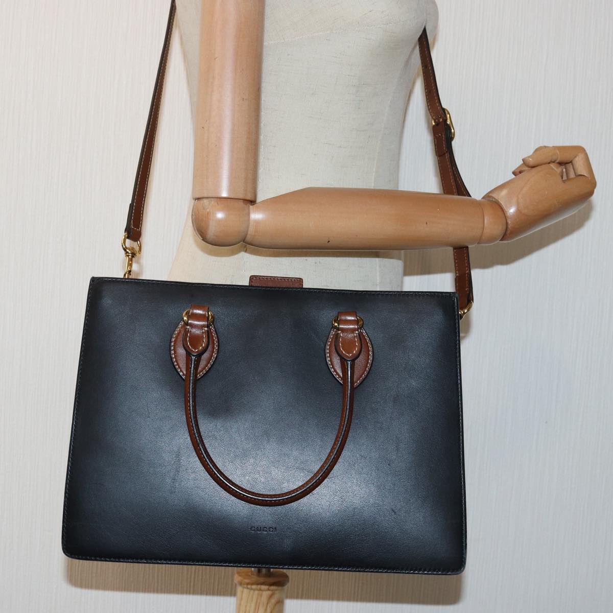 GUCCI Hand Bag Leather 2way Black 409531 Auth bs16089