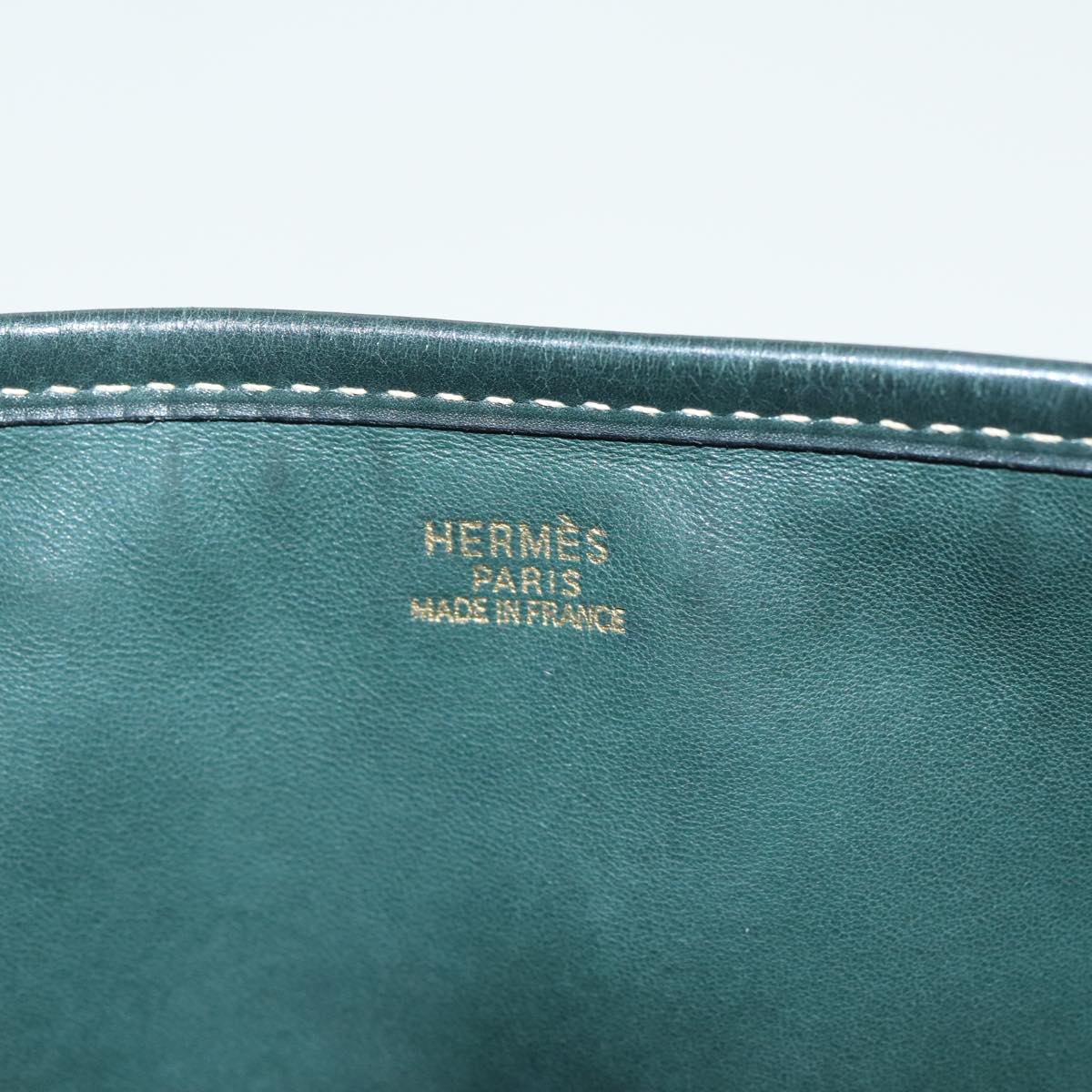 HERMES Evelyn GM1 Shoulder Bag Straw Leather Beige Green Auth bs16091