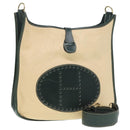 HERMES Evelyn GM1 Shoulder Bag Straw Leather Beige Green Auth bs16091-1