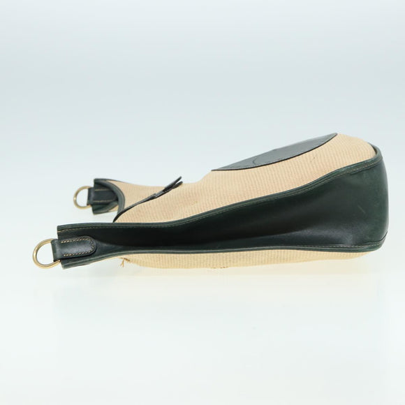 HERMES Evelyn GM1 Shoulder Bag Straw Leather Beige Green Auth bs16091